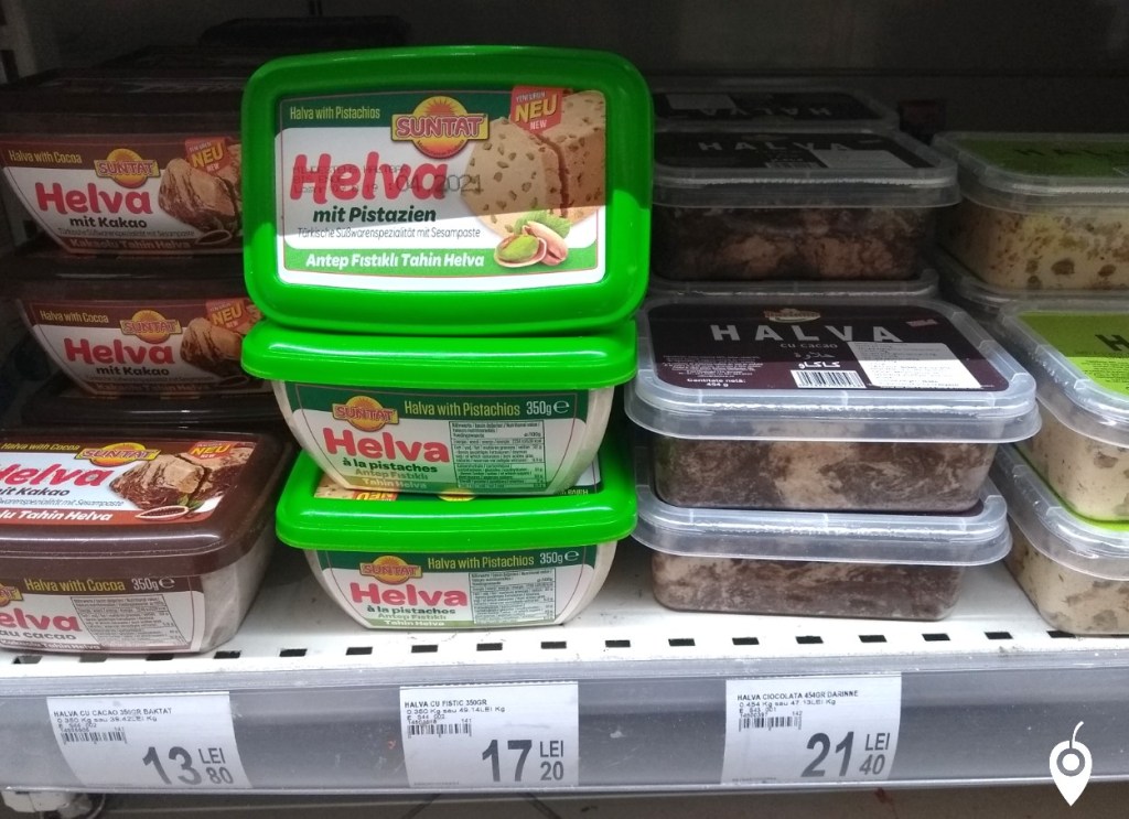 Halva vegan dessert in Romanian supermarket