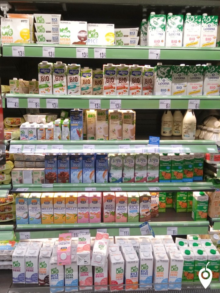 vegan milk Romanian supermarket